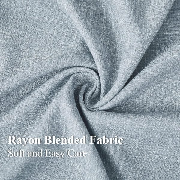 Chambray Blue Full Blackout Curtains 84 inch for Bedroom Living Room Darkening Soundproof Window Panels Thermal Insulated Rod Pocket Back Tab Grayish Blue Drapes 2 Panels 50" Wx84 L