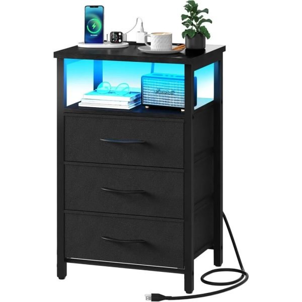 Black-Night-Stand-with-LED-Lights-Charging-Station-End-Bedside-Table-with-3-Drawers-USB-Ports_47246780-d09b-4fd1-82cd-36c82a593a2c Black Night Stand with LED Lights&Charging Station, End Bedside Table with 3 Drawers, USB Ports and Outlets for Bedroom Living