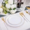 Gold Plastic Plates with Disposable Silverware, Gold Cutlery with White Handle