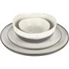 Double Bowl Dinnerware Set, Service for 4 (16pcs), White and Black