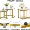 Gold Nesting Coffee Table Set of 2, Small Glass Round Nesting Tables for Living Room Bedroom, Accent Tea Table with Metal Frame