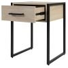 Industrial Bedroom Nightstand, 1 Drawer, Beige Oak