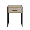 Industrial Bedroom Nightstand, 1 Drawer, Beige Oak