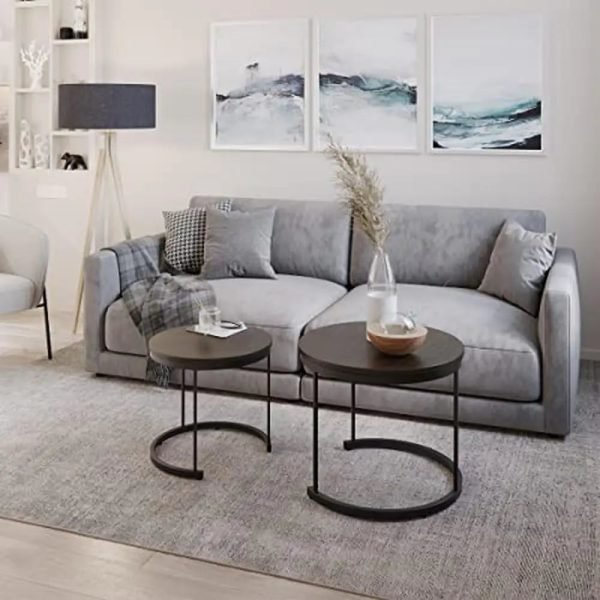 Industrial-Woodgrain-Round-Coffee-Table-Set-Nesting-End-Tables-Living-Room-Office-Craft-Display-Snack-Plate_76ed0589-1fae-43d8-b153-3c34fd2c55f3 Industrial Woodgrain Round Coffee Table Set Nesting End Tables Living Room Office Craft Display Snack Plate Spot Brown Walnut