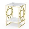 Luxury Marble Tea Coffee Cafe Table Living Room Office Laptop Sofa End Side Gold Frame Desk