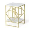 Luxury Marble Tea Coffee Cafe Table Living Room Office Laptop Sofa End Side Gold Frame Desk