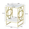 Luxury Marble Tea Coffee Cafe Table Living Room Office Laptop Sofa End Side Gold Frame Desk