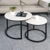 Round Nesting Coffee Table Circle Accent Tables for Small Spaces Side End Set of 2 Living Room Balcony Office