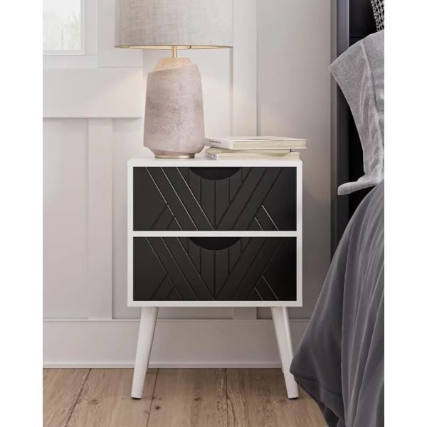 Nightstand,Small Bedside Table with Two Drawers,Bedside Furniture,Mid-Century Modern End Table with for Bedroom,Living Room