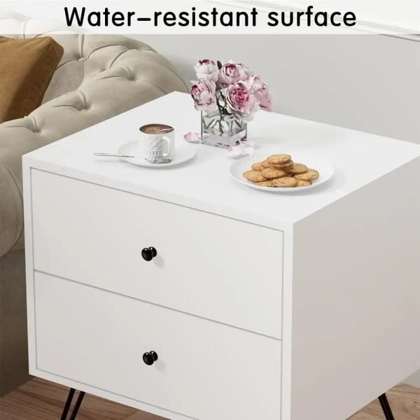 Nightstands，with 2 Storage Drawers Metal Legs Bedside Night Table for Storage in Bedroom, Stable Metal Frame，Nightstands
