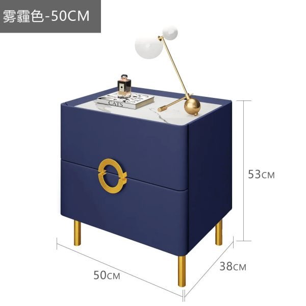 Nordic Bedroom Bedside Table Modern Narrow Rock Surface Nightstand 2 Drawers Wooden Bedroom Tables Night Stand