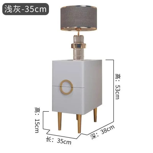 Nordic Bedroom Bedside Table Modern Narrow Rock Surface Nightstand 2 Drawers Wooden Bedroom Tables Night Stand