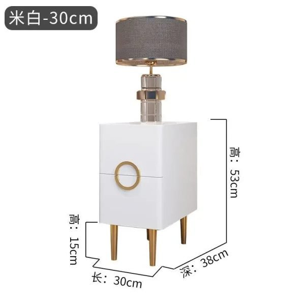 Nordic Bedroom Bedside Table Modern Narrow Rock Surface Nightstand 2 Drawers Wooden Bedroom Tables Night Stand