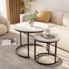 Round-Nesting-Coffee-Table-Side-Table-Set-of-2-End-Tables-for-Living-Room-Bedroom-Balcony_0c7a7afb-43c0-46a9-a523-41a23dfffb55 Round Nesting Coffee Table Side Table Set of 2 End Tables for Living Room Bedroom Balcony,Faux Marble Wooden Table 31IN
