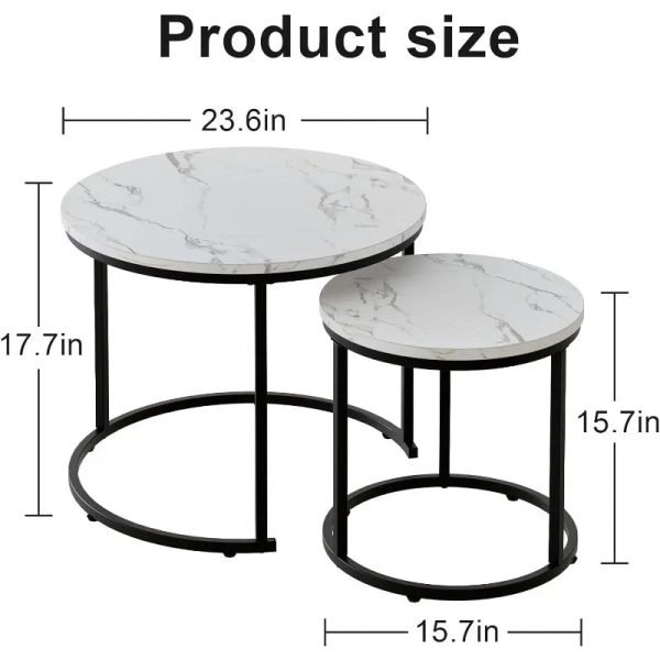 Round-Nesting-Coffee-Table-Side-Table-Set-of-2-End-Tables-for-Living-Room-Bedroom-Balcony_71232e0c-cb66-403b-b7e9-4effc3aa22bc Round Nesting Coffee Table Side Table Set of 2 End Tables for Living Room Bedroom Balcony,Faux Marble Wooden Table 31IN