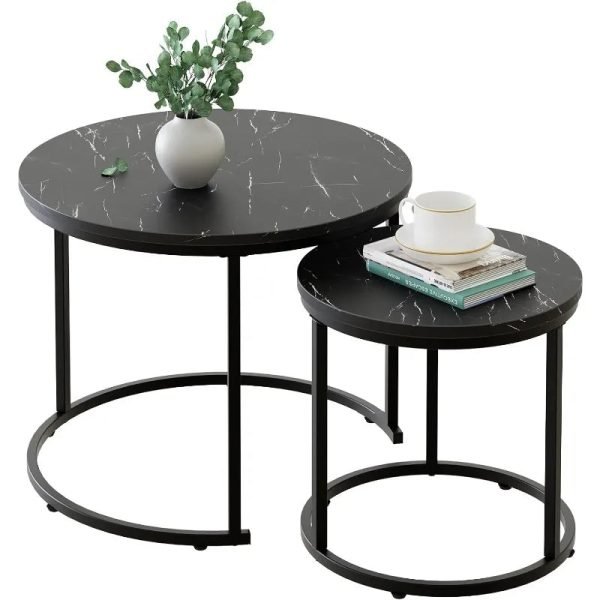 Round-Nesting-Coffee-Table-Side-Table-Set-of-2-End-Tables-for-Living-Room-Bedroom-Balcony_7c2bbc5e-475c-4e59-a75a-2d110da98d9b Round Nesting Coffee Table Side Table Set of 2 End Tables for Living Room Bedroom Balcony,Faux Marble Wooden Table 31IN