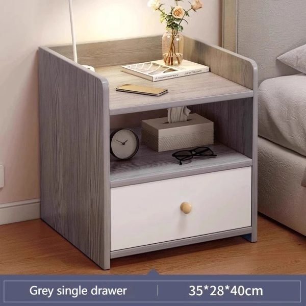 Simple Modern Nordic Bedside Table Drawer with Lock Storage Nightstand Sideboard Multi-Layer Storage Cabinet Bedroom Furniture