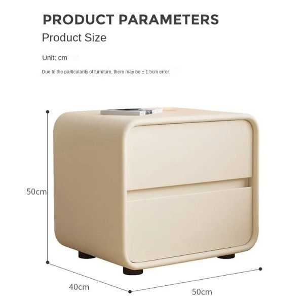 Simple Modern Solid Wood Leather Bedside Table Creative Light Luxury Bedroom Bedside Table Italian Simple Storage Cabinet 2024