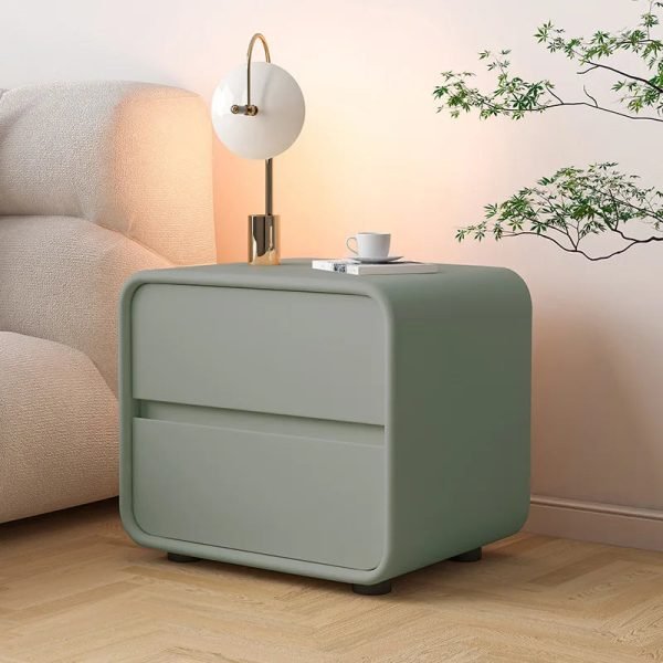 Simple Modern Solid Wood Leather Bedside Table Creative Light Luxury Bedroom Bedside Table Italian Simple Storage Cabinet 2024