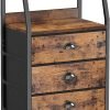 Tall 4 Drawers Dresser, Vertical Storage Tower for Bedroom,  Closet Organizer, Bedside Table , Wood Top, nightstand