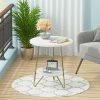 Faux Marble End Table, 2 Tier Round Side Table with Shelves, Modern Gold Nightstand Bedside Table Small Coffee Table