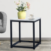 Modern End Table, Square Small Coffee Sofa Side Table with Metal Frame