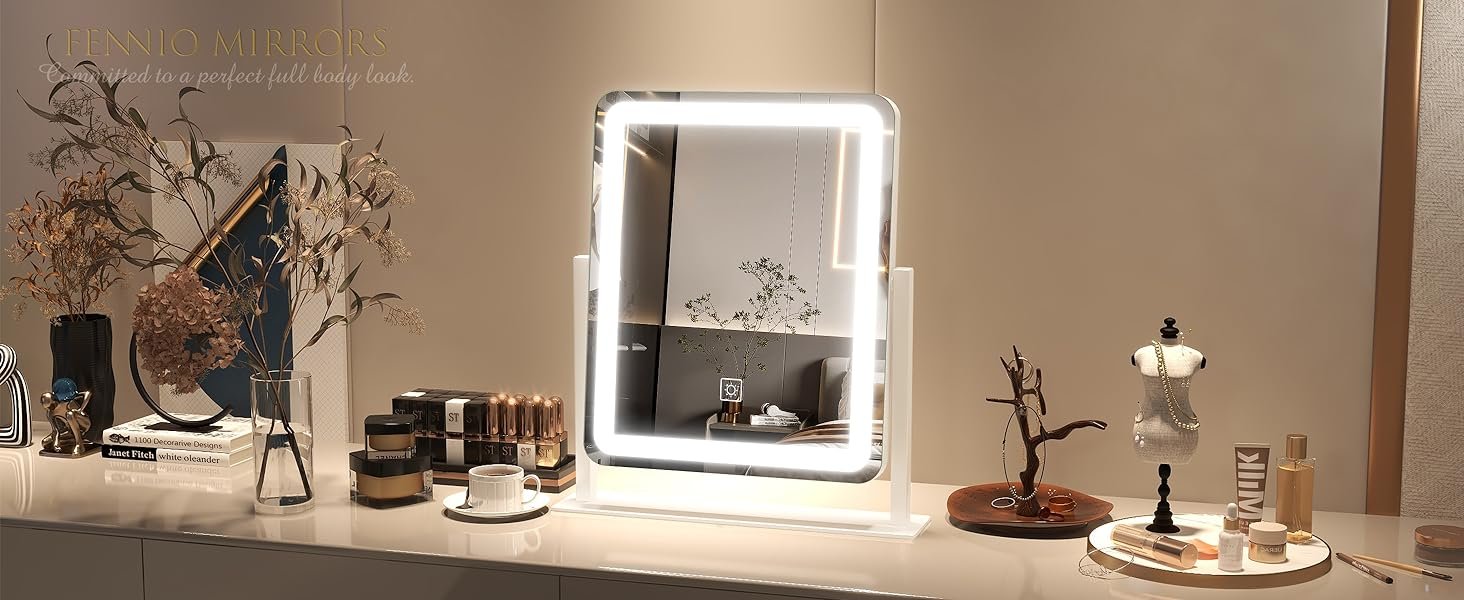 FENNIO Vanity Mirror with Lights LED Lighted Makeup Mirror, Large Makeup Mirror with Lights