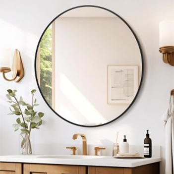 mirror 2024 New HD Eco-Friendly Round Mirror, Metal Framed Bathroom Mirror, Modern Cute Circle Mirror, Wall Mirror for Bathroom, Vanity, Living Room, Easy to Install, Matte Black (24 Inch)
