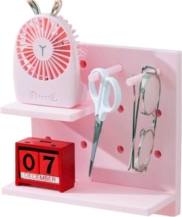 Pegboard Shelf Set with Hooks,Small Plastic Floating Shelves Wall Organizer for Desk, Office, Bathroom, Entryway and Kitchen, No Drilling