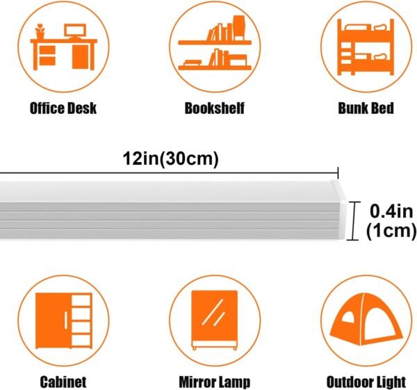 LED Under Cabinet Lighting, Under Cabinet Lights with USB Powered Under Cabinet Lights for Closet Light Bar Under Counter Lighting Work Tables Student Dormitory (Include AC Power Plug)