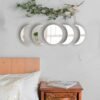 5 Pieces Acrylic Mirror Wall Stickers Natural Wall Decor Self Adhesive Mirrors Stickers Moon Phase Mirror Bohemian Wall Decoration for Home Living Room Bathroom Bedroom Decor (20cm)