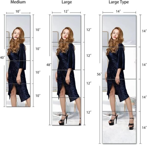 Full Length Wall Mirror Tiles,Glassless Mirror for Kids,Acrylic Extra Thick 1/8",40"x10" 4Pcs 10"x10",Shatterproof Frameless Mirror Wall Stickers.Apply Bedroom,Living Room,Door