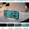 ALANAS Digital Alarm Clock with Dual Alarms, Mirror LED Bedroom Alarm Clocks for Kids, Adjustable Brightness, Snooze, 2 USB Ports for Cellphone Charging, 12/24 Hour Display.