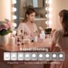 Consciot LED Vanity Lights For Mirror, Hollywood Style Vanity Lights With 10 Dimmable Bulbs, Adjustable Color & Brightness, USB Cable, Mirror Lights Stick on for Makeup Table Dressing Room, White