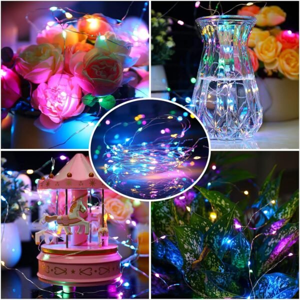 811ekXJjleL._AC_SL1500 Mandiq 4 Pack Fairy Lights Battery Operated, String Lights 10ft 30 LEDs, Flashing and Constant Light Mode, Silver Wire Mini Lights for Festival, Christmas Decoration, Multicolor…