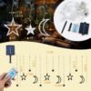 Solar Curtain Lights 138*LEDs, Star Moon Ramadan String Lights with 8 Lighting Mode, Timmer Setting, Ramadan Decorations, Waterproof Solar Powered Twinkle Hanging Fairy Lights for Outdoor
