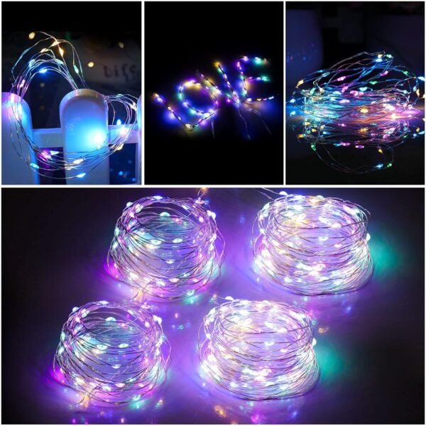 81uqOxKQLHL._AC_SL1500 Mandiq 4 Pack Fairy Lights Battery Operated, String Lights 10ft 30 LEDs, Flashing and Constant Light Mode, Silver Wire Mini Lights for Festival, Christmas Decoration, Multicolor…