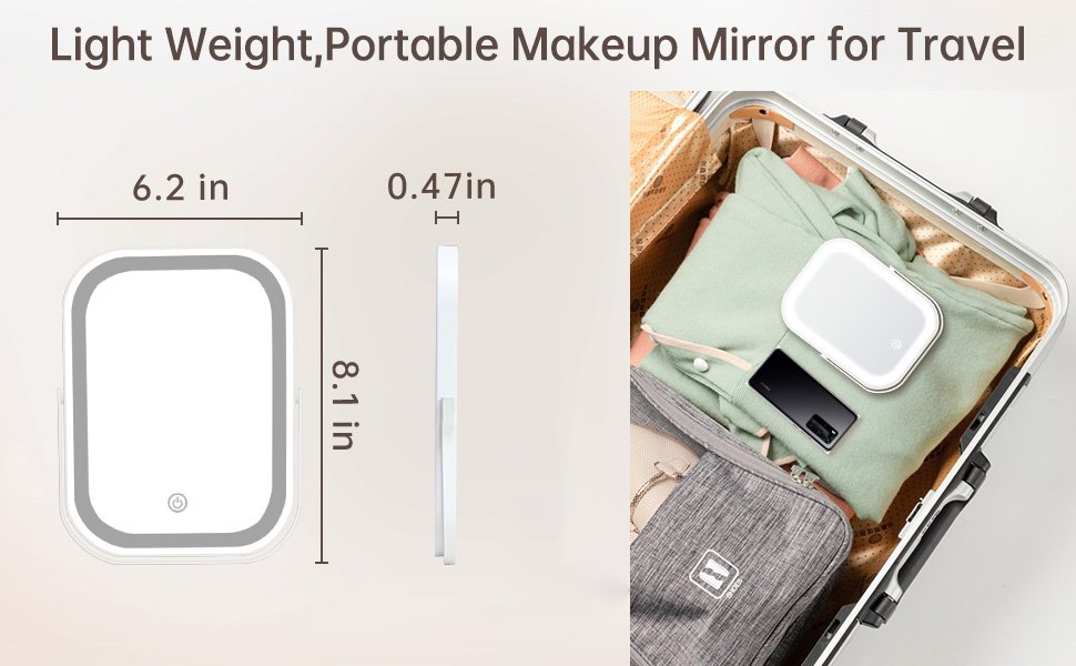 portable mirror with lights