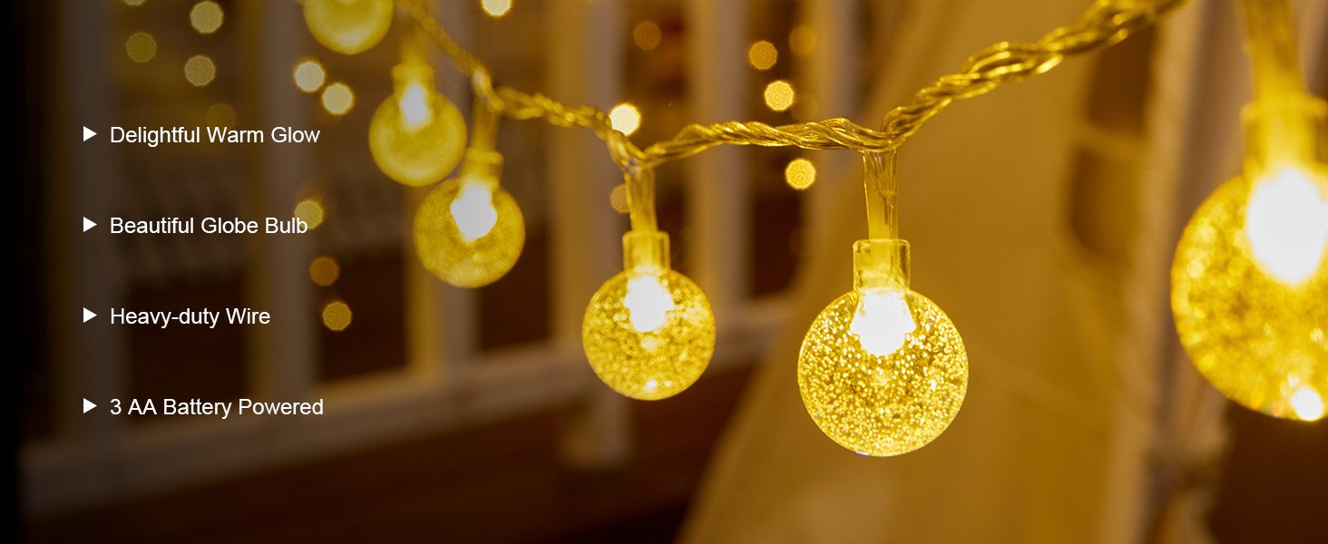Battery Operated Crystal Globe String Lights
